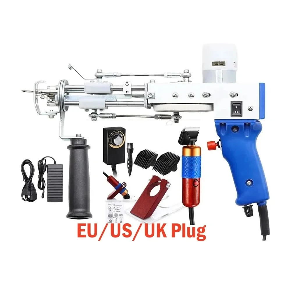 2-in-1-Tufting-Gun-Set, elektrische Tufting-Pistole, 7–21 mm Tufting-Pistole, mit Wollgarn und Tufting-Gewebe, Trimmer für Anfänger