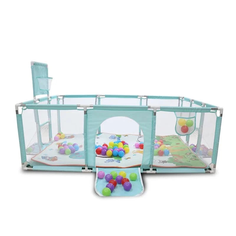 IMBABY Großer Kinderlaufstall für Kinder, Baby-Laufgitter, Cartoon-Laufgitter, Basketball-Aktivitätszaun