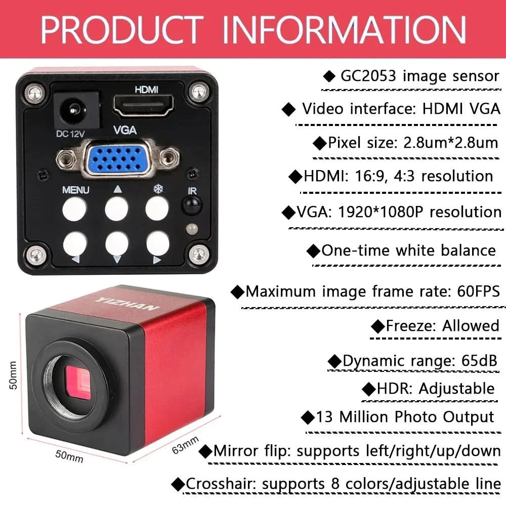 YIZHAN 4K UHD Elektronisches Digitalmikroskop 1080P 60FPS Video Industrielöt-/Schweißkamera 150X Objektiv Klappständer für PCB-Reparatur