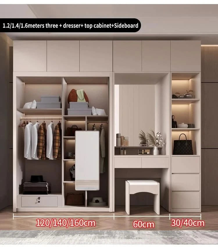 SchiebetürenschrankNordisches modernes Heim-Möbel Schlafzimmer Schreibtisch Kommode in einer Kombination Leichter Luxus-Eckkleiderschrank Möbel