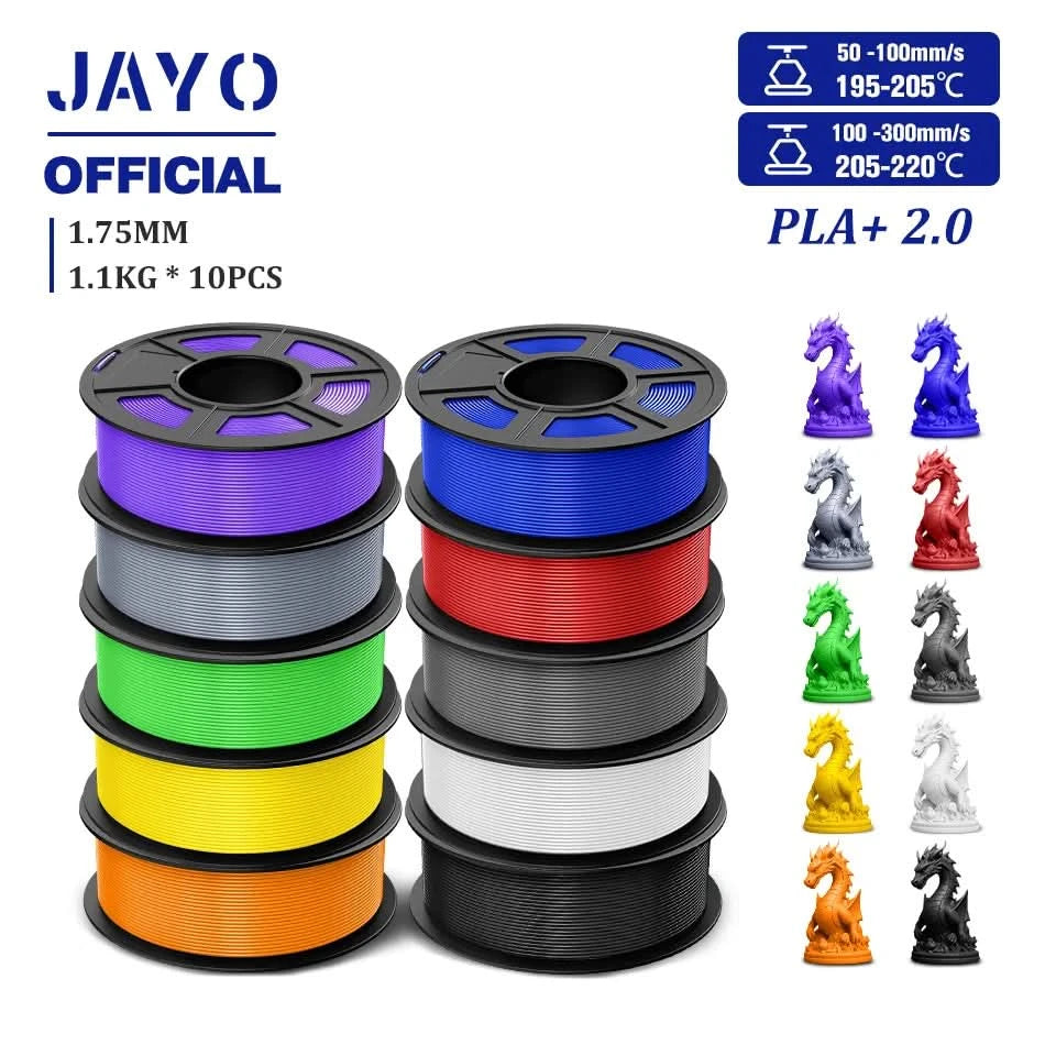 JAYO 3D Filament 1.75mm PLA / PLA Plus / PLA Meta/ Silk PLA+/PLA Matte 3D Prnter Filament 1.1KG For FDM Multicolor Set 10Rolls