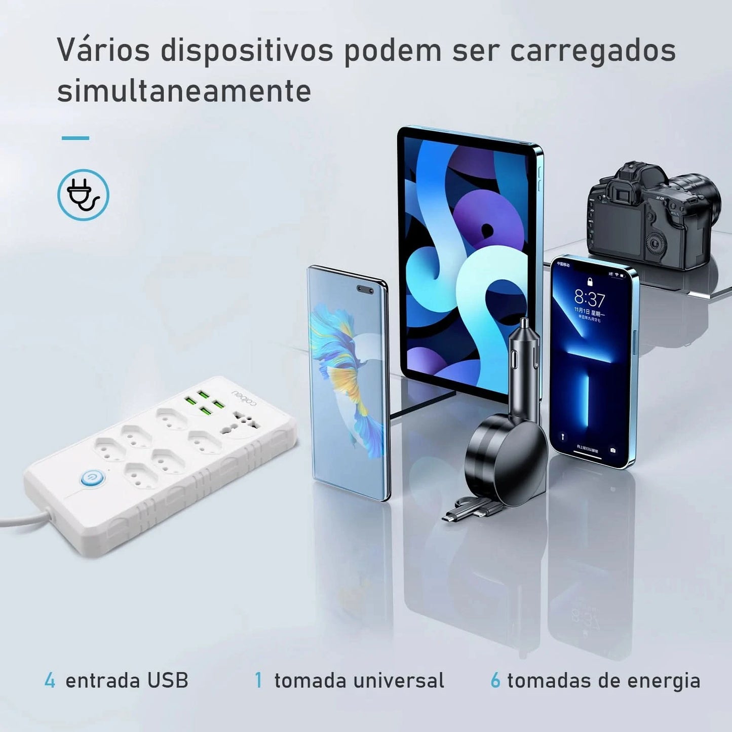 Mehrfachsteckdose, Steckdosenleiste, USB-Steckdose, Steckdosenleiste mit Filter, Steckdosenleiste, Verlängerungskabel, 110-220V, 10A