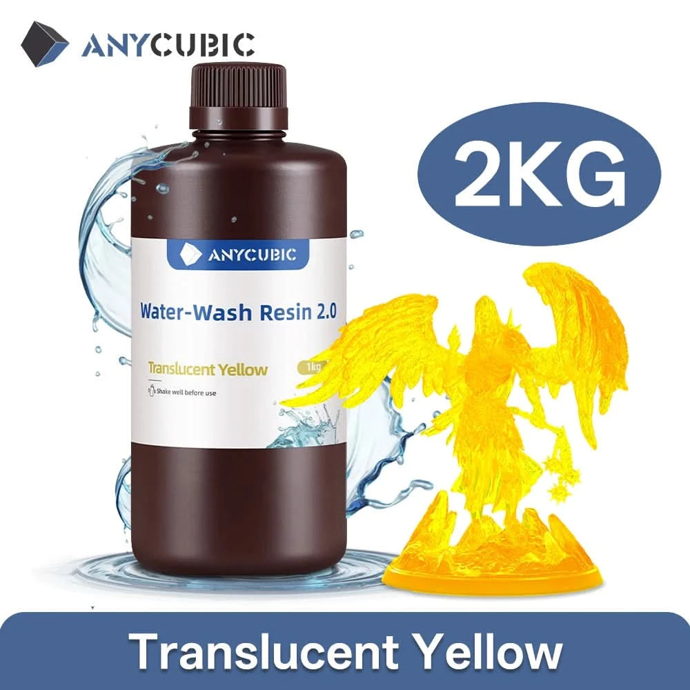 ANYCUBIC 2 Stück/Los 405nm wasserwaschbares Harz für LCD-3D-Drucker Flüssiges Photopolymerharz 3D-Druckmaterial 1kg/Flasche