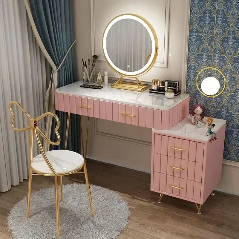 Modern Drawers Dressing Table Makeup Mirror Service Girl Pink Computer Vanity Table Living Room Vestidores Postmodern Furniture