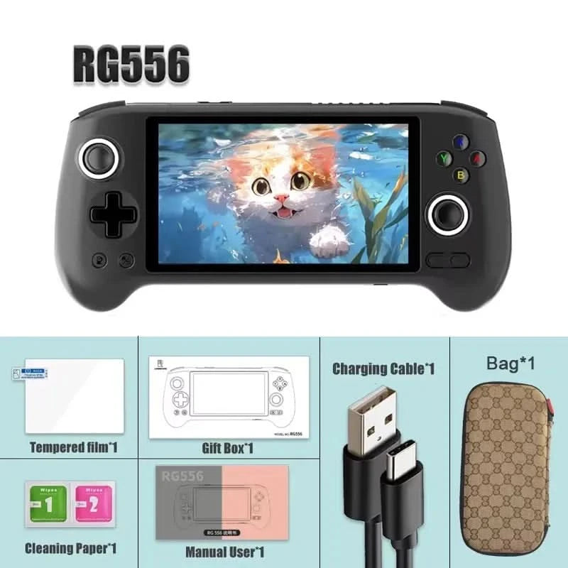 ANBERNIC RG556 Handheld-Spielekonsole 5,48 Zoll AMOLED-Bildschirm 1080*1920 Android 13 RAM8G+128G PS2-Spiel 5G WIFI 512G 80000Spiele