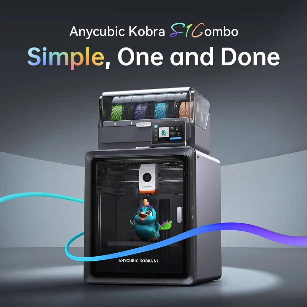 Anycubic Kobra S1 Combo Multi-Color 3D Printer Up to 600mm/s High Speed Printing Auto Leveling CoreXY Structure Direct Extruder