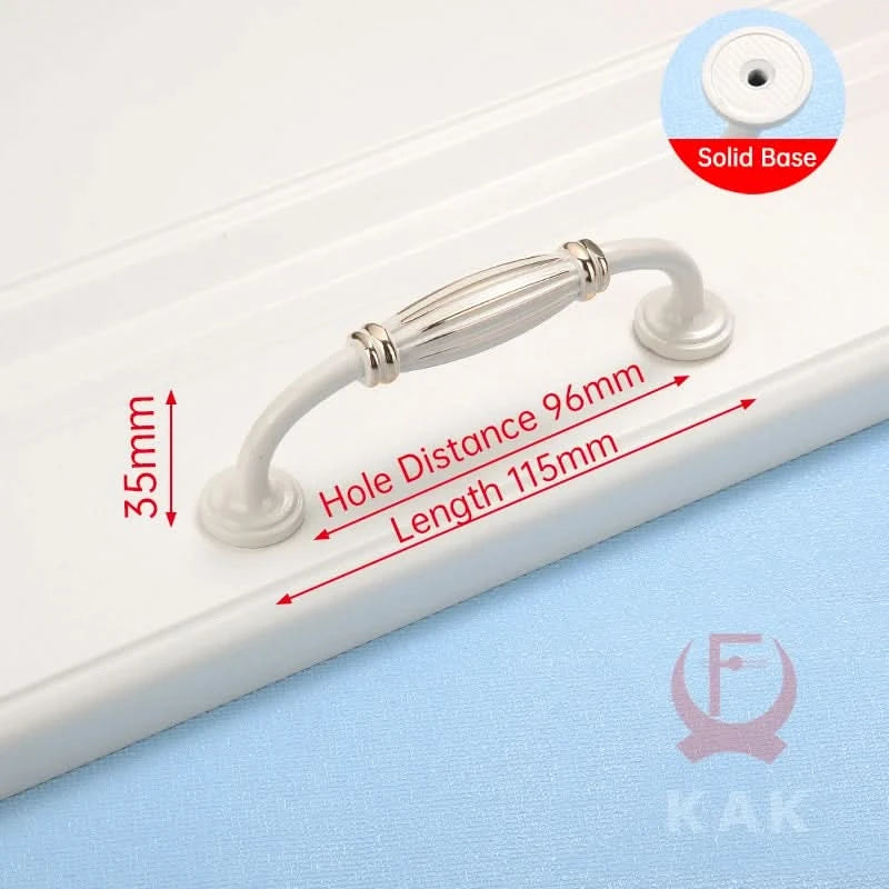 KAK Zinc Aolly Ivory White Cabinet Handles Kitchen Cupboard Door Pulls Drawer Knobs European Fashion Furniture Handle Hardware
