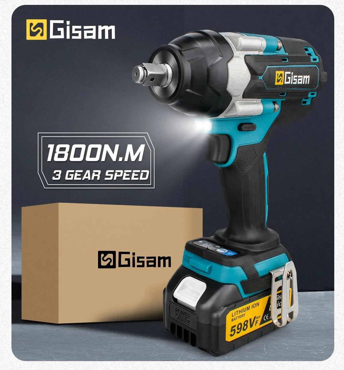 1800N.M Torque Brushless Electric Impact Wrench 1/2 inch Lithium-Ion Battery Cordless Wrench Tools For Makita 18V Battery Pins