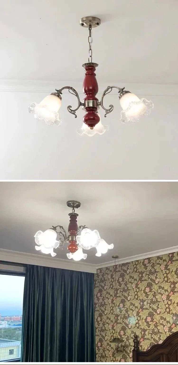 French living room bed dining  European medieval solid wood lamps American country vintage garden chandelier