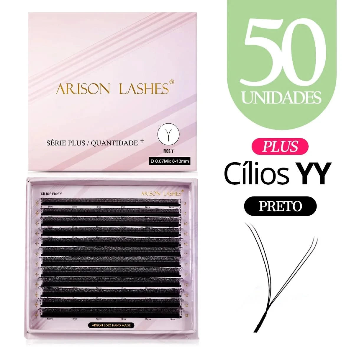 [Brazil Warehouse]ARISON Wholesale 10/30/50pcs YY/W-shape Lashes Premade Volume Eyelashes Extension 3D/4D/5D/6D/8D Lash