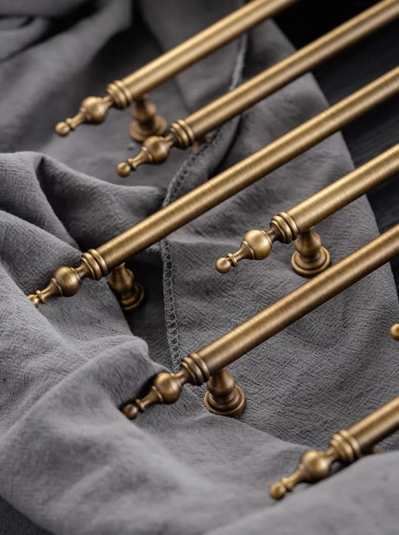 Tinyhob Solid Antique Bronze Pull Brass Cabinet Knobs T Bar Funiture Wardrobe Appliance Handle Long Pull Drawer Handle