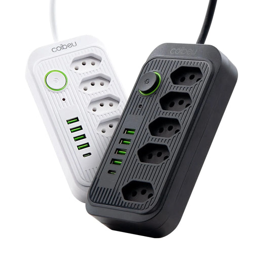 Electric Socket Extension Cable with USB Type C, Power Strip, Brazil Plug, AC Sockets, Multitap Line Filter, Adapter