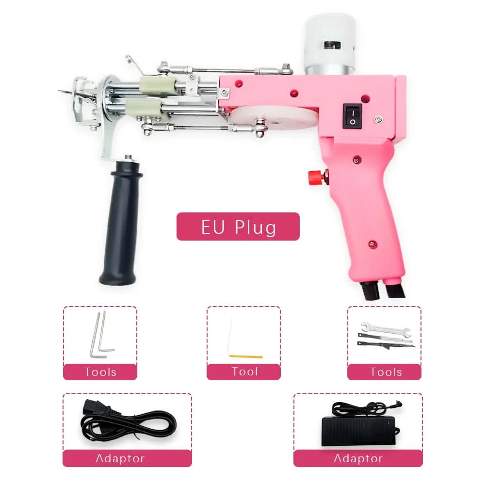 2-in-1-Tufting-Gun-Set, elektrische Tufting-Pistole, 7–21 mm Tufting-Pistole, mit Wollgarn und Tufting-Gewebe, Trimmer für Anfänger