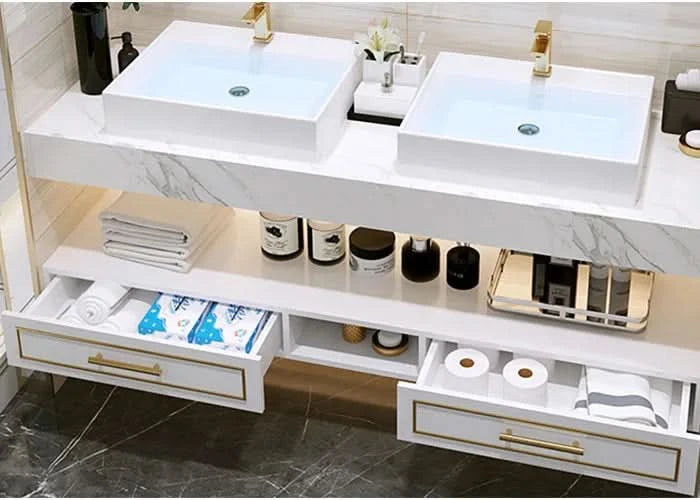 Pink Modern Large Storage Space With Side Cabinets Bathroom Cabinet With Drawers
