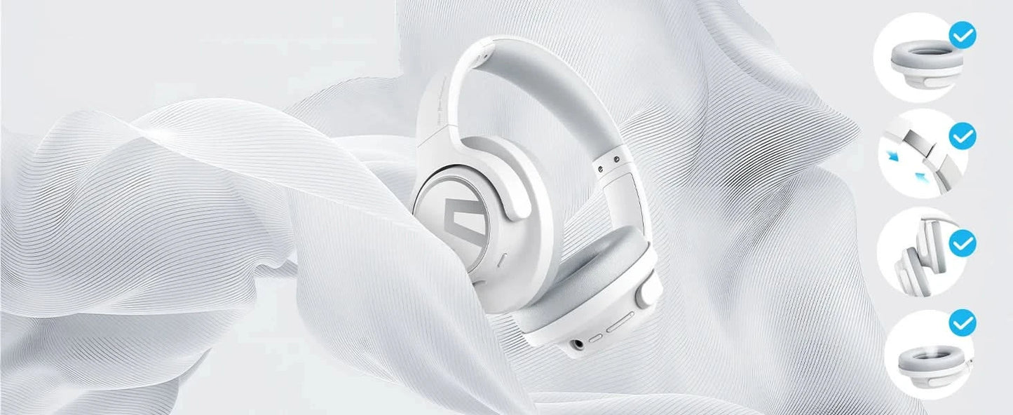 SoundPEATS Space Bluetooth Headphones Hybrid Active Noise Cancelling Wireless Headphone,123H Play,Mic,Multipoint Connection