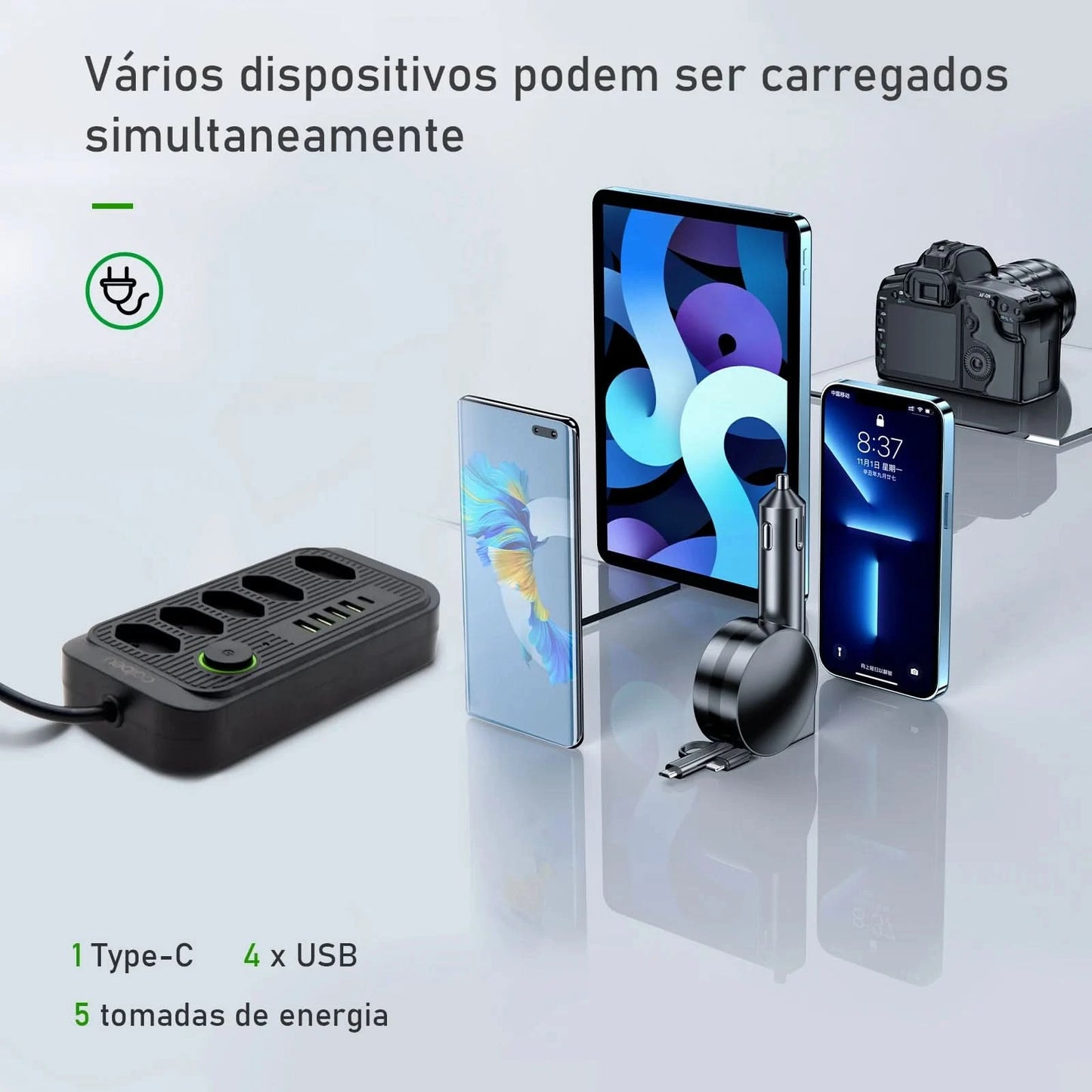 Mehrfachsteckdose, Steckdosenleiste, USB-Steckdose, Steckdosenleiste mit Filter, Steckdosenleiste, Verlängerungskabel, 110-220V, 10A