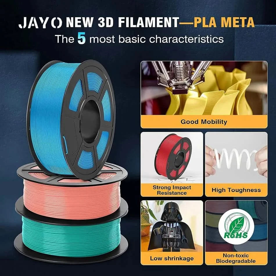 JAYO 3D Filament 1.75mm PLA / PLA Plus / PLA Meta/ Seiden-PLA+/PLA Matt 3D-Drucker-Filament 1.1KG Für FDM Multicolor Set 10 Rollen