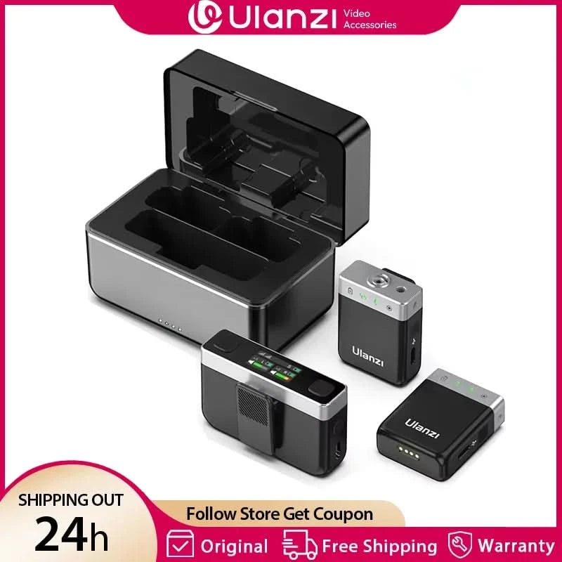 Ulanzi AM18 U-Mic 2.4G Stereo Wireless Microphone 100m Pickup 20+H Dual-Channel Recording for DSLR IOS Android PC Live Interview