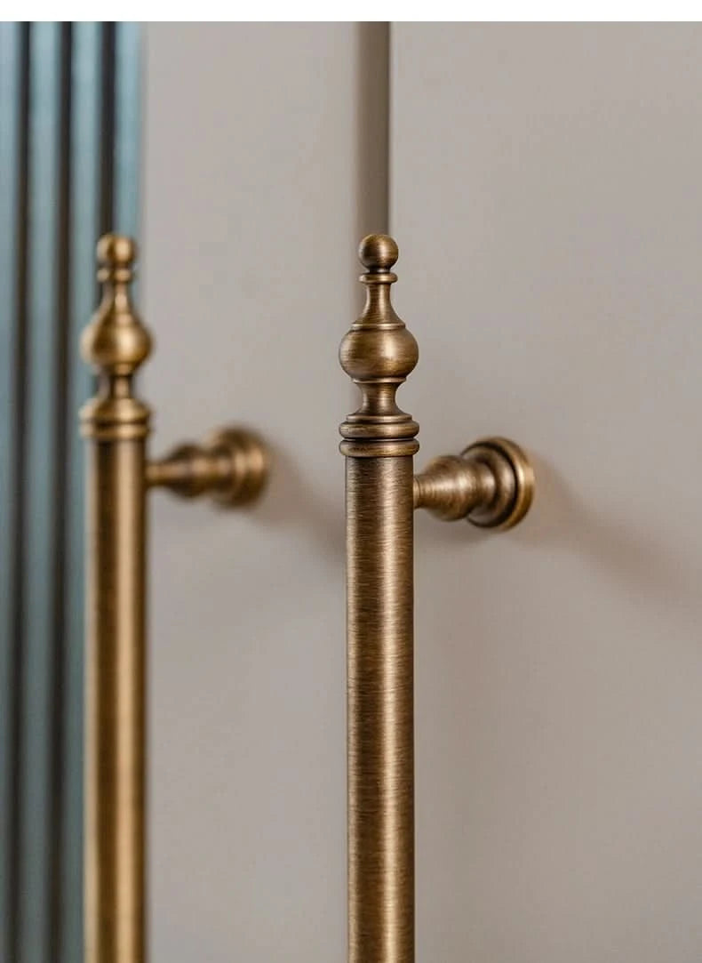 Tinyhob Solid Antique Bronze Pull Brass Cabinet Knobs T Bar Funiture Wardrobe Appliance Handle Long Pull Drawer Handle
