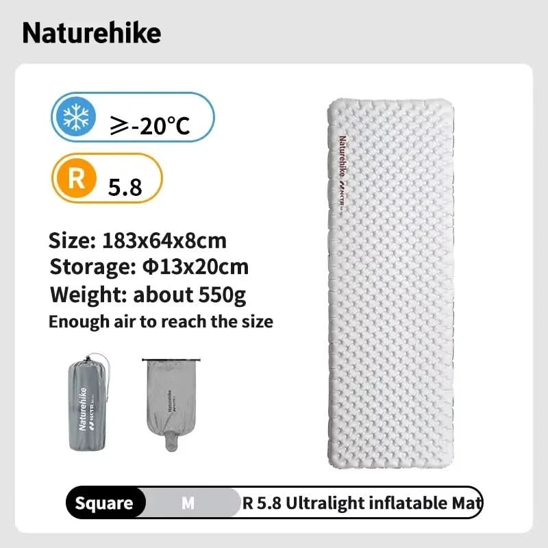 Naturehike Inflatable Mattress R 5.8 Outdoor Portable Foldable Tent Sleeping Single Pad Ultralight Hiking Travel Camping Mat