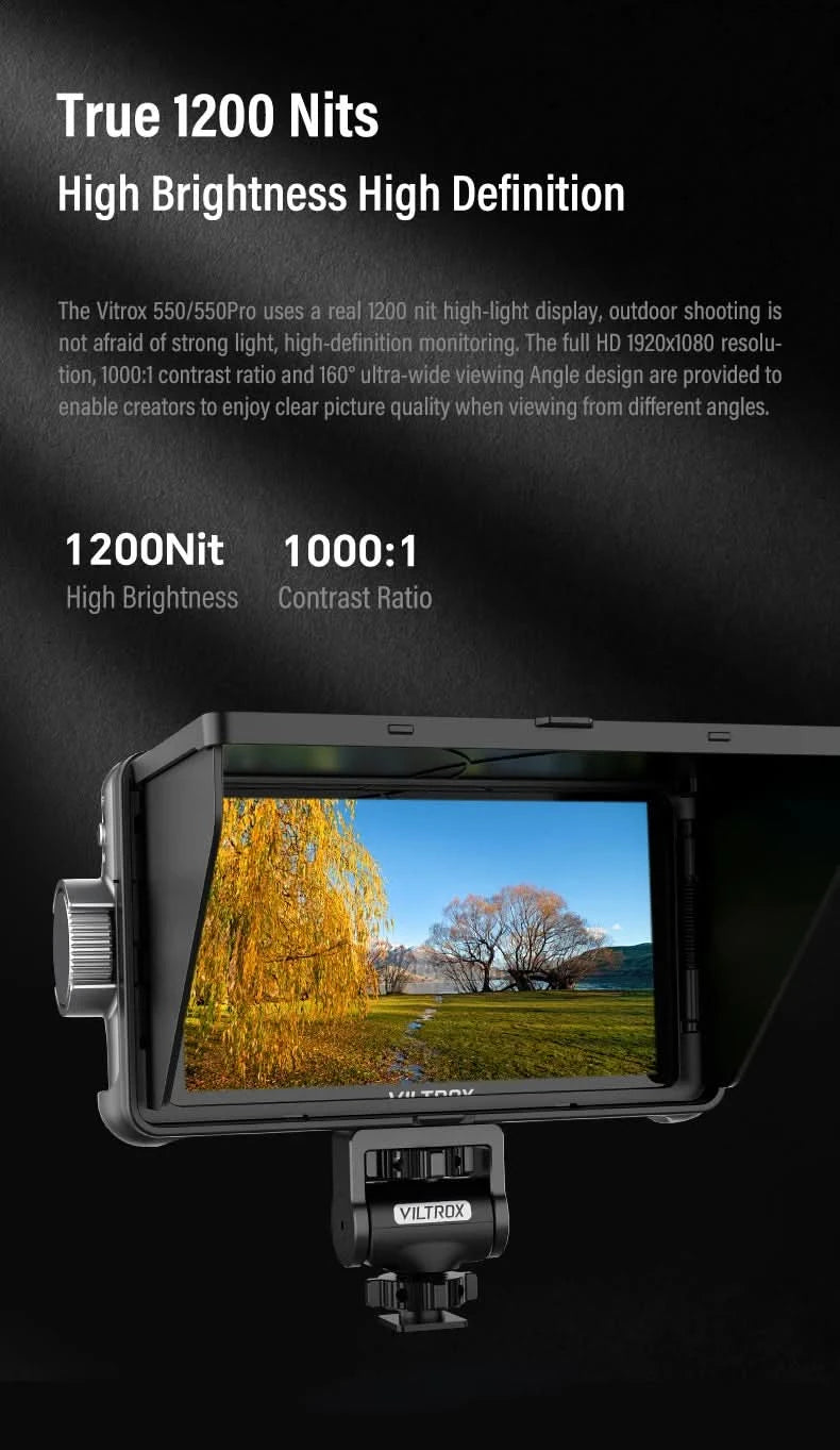 VILTROX DC-550 5,5 Zoll Professioneller Kamerastudio-Monitor 4K 30Hz HDMI Touchscreen Feld 3D LUT Director Monitor 1920x1080