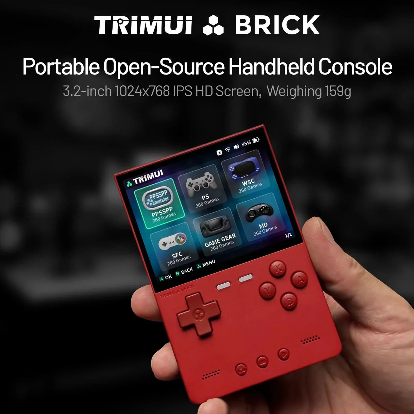 TRIMUI BRICK Handheld-Spielekonsole Tragbarer Retro-Videoplayer Spielekonsole Linux-System 3000mAh Langzeitakku LED Jungen Geschenke