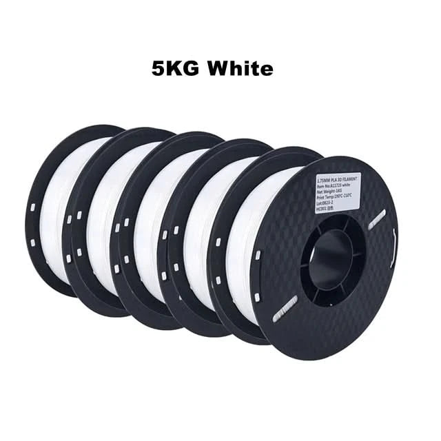 5KG PLA Filament 1.75mm Black White Gray High Quality Toughness 3D Printer Material 5 Rolls Local Delivery