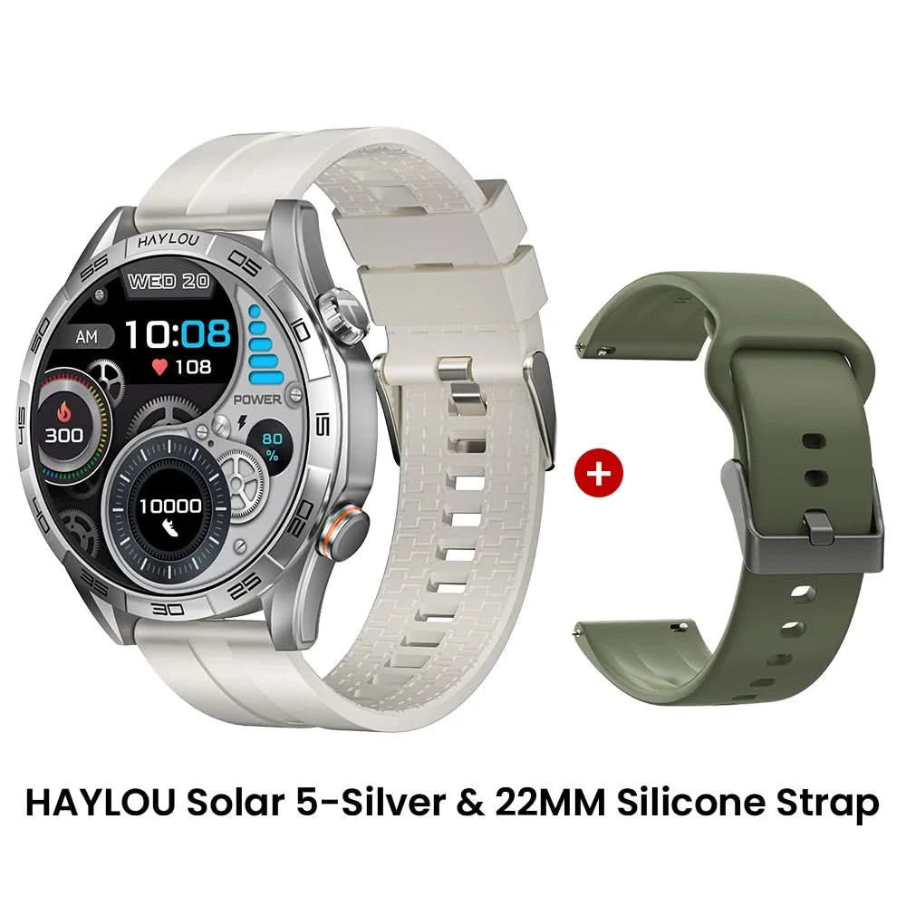 HAYLOU Solar 5 Smartwatch mit Sprachanrufen 1.58'' AMOLED Display 60Hz Smart Watch 24H Gesundheitsüberwachung Sport-Smartwatch für Herren