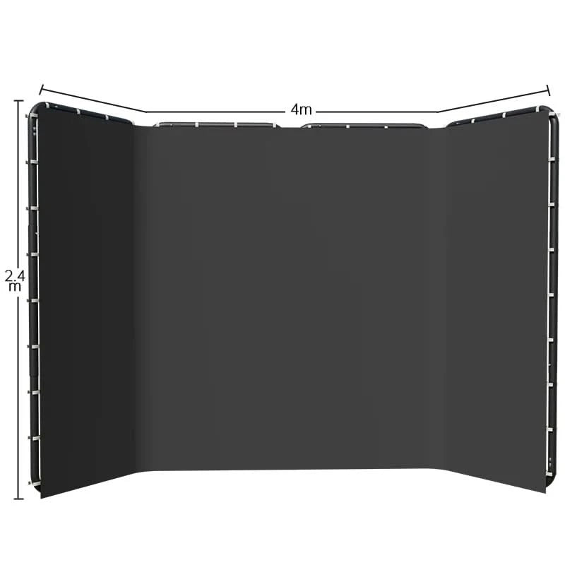 2.4x2.4m Hintergrundrahmen Schwarz/Weiß/Grün/Grau Bildschirmwand Faltbar für Tiktok Live Fotostudio Kit Chromakey Greenscreen-Rahmen