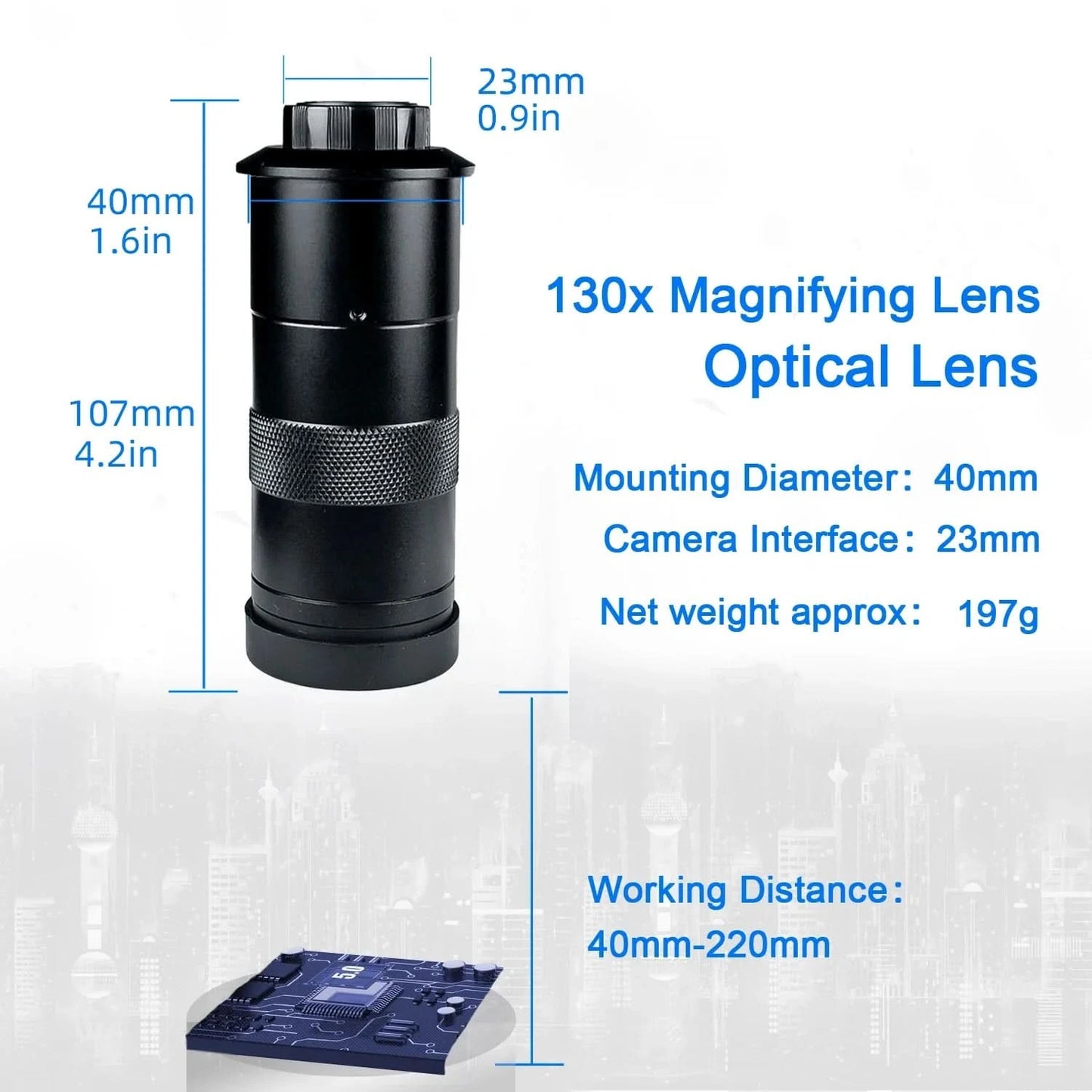 1080P 4K HD Industrial Microscope Digital Camera Via USB-C Measurement  215X/180X/130X C-Mount Lens For PCB Soldering,no base