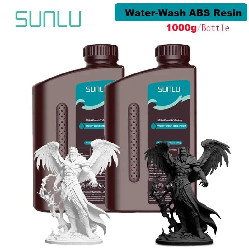 SUNLU 2KG Wasserwaschbares / Wasserwaschbares ABS-Harz Harz 1000G/Flasche 405nm Schnelles UV-härtendes Photopolymerharz für LCD-3D-Druck