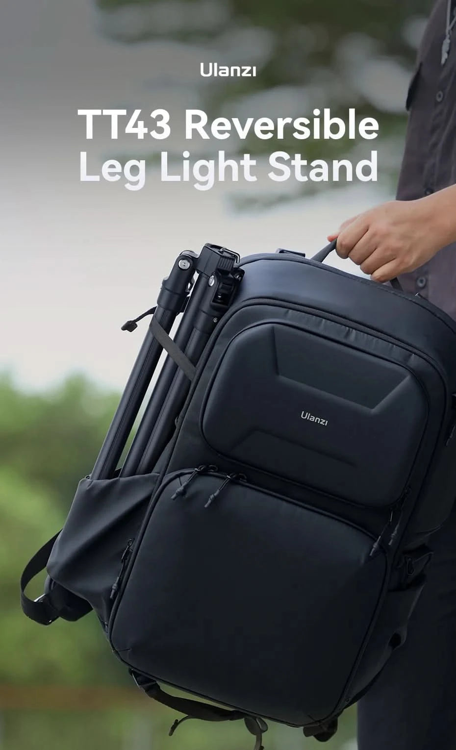 Ulanzi TT43 Reversible Leg Light Stand 1.9m Foldable Portable Light Stand Tripod for Max Load 3kg for DSLR Camera Smartphone