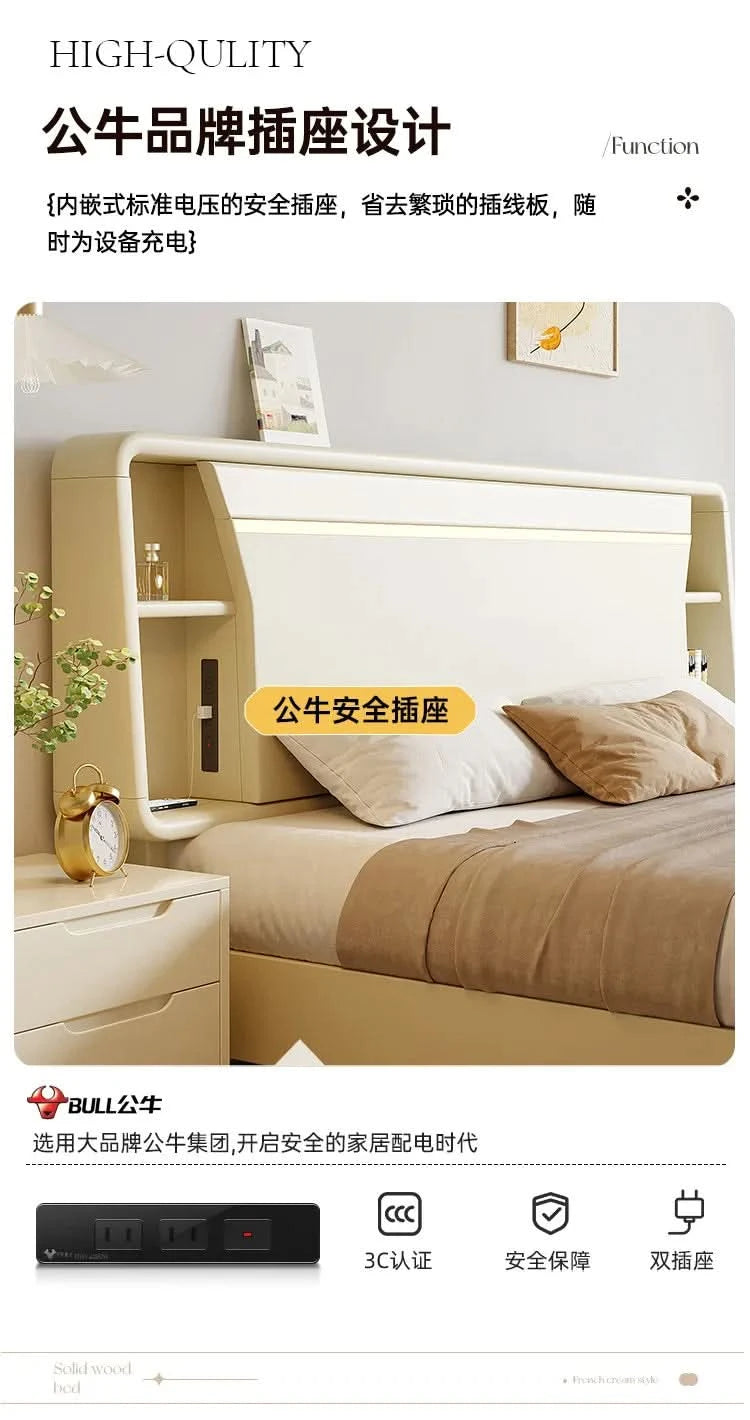Bedside Table White Double Bed Wooden Bedding Teen Girls Queen Size Double Bed Frame High Clearance Hotel Bedroom Furnitures