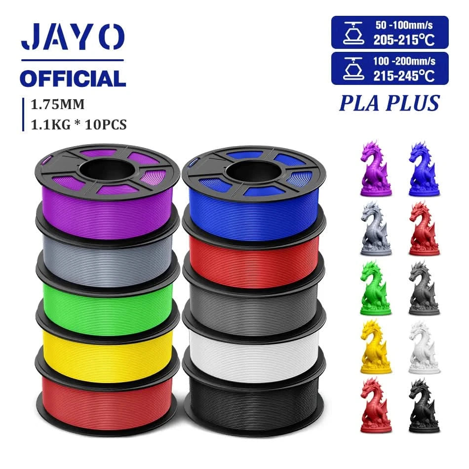 JAYO 3D Filament 1.75mm PLA / PLA Plus / PLA Meta/ Silk PLA+/PLA Matte 3D Prnter Filament 1.1KG For FDM Multicolor Set 10Rolls