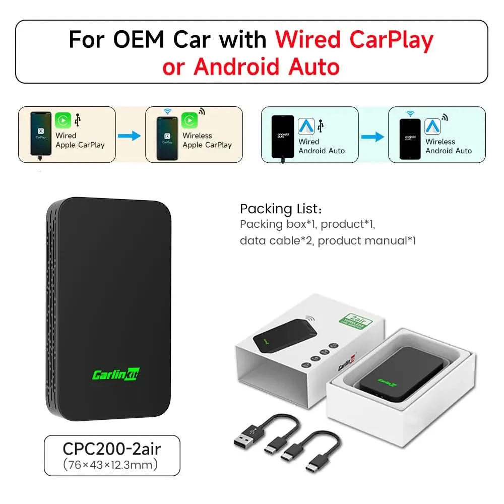 CarlinKit 5.0 4.0 Wireless CarPlay Adapter Android Auto Dongle Multi-Device Supported Wired To Wireless CarPlay Box Automatische Verbindung