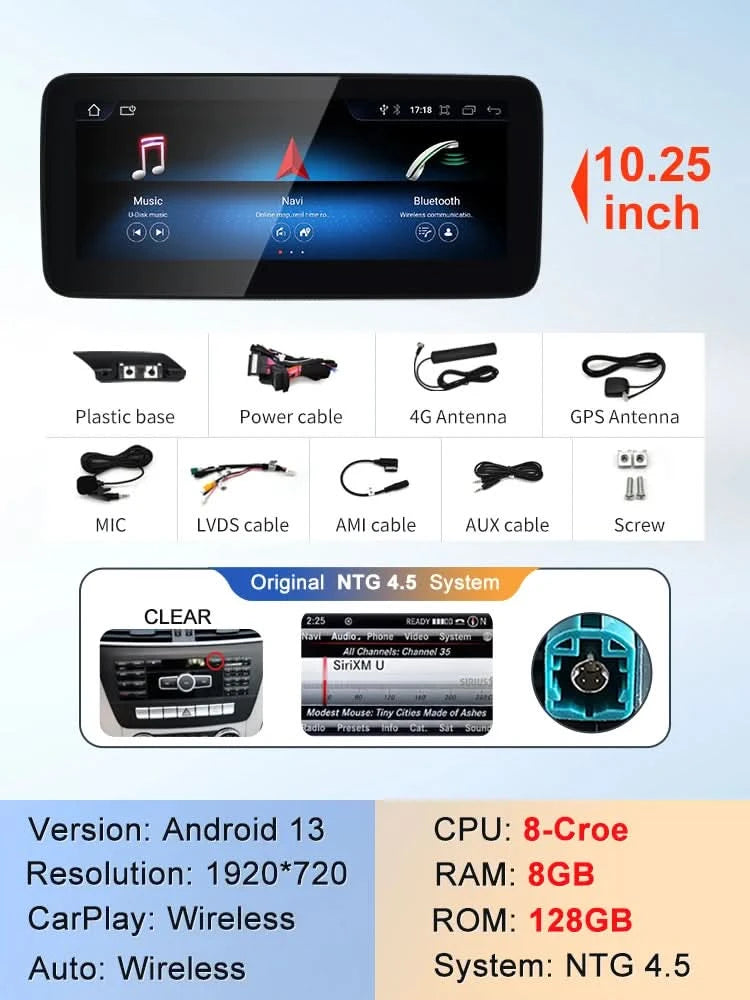 STWEI 2024 New Car Multimedia Wireless Android AUTO CarPlay 10.25inch 12.3inch Screen For Mercedes Benz GLK X204 2010 2013 2015