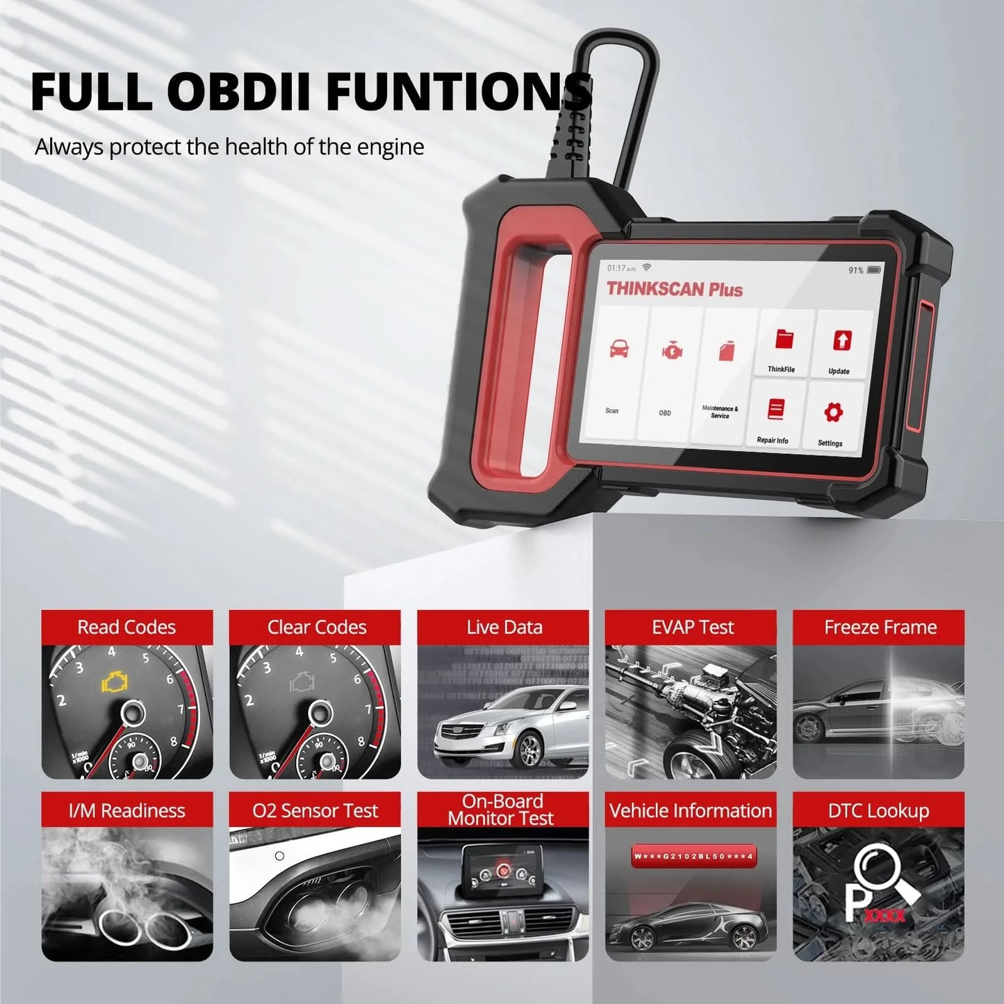 THINKSCAN PLUS S7 S6 S4 THINKCAR OBD2 Scanner Auto ABS,SRS,ECM,TCM,BCM,AC System Car EOBDⅡ Diagnostic Scan Tool Car Code Reader