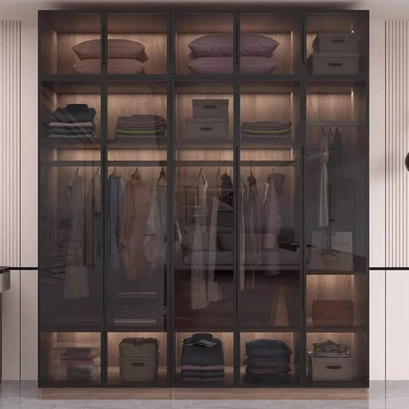 Glass light luxury corner cloakroom wardrobe Double clothes closet cabinets and wardrobes Cabinet dressing clothe home furniture