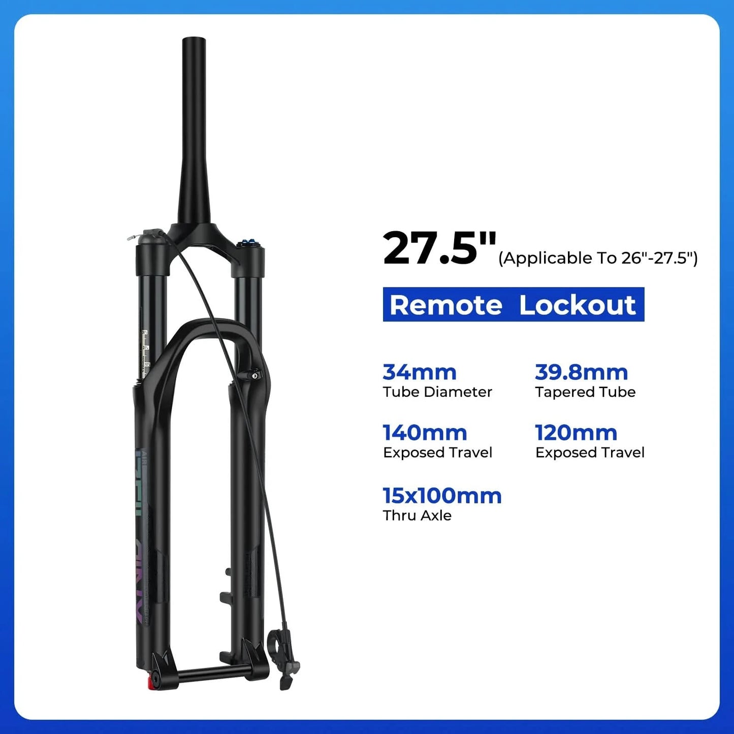 BOLANY 27.5/29inch Boost Bicycle Fork Thru Axle 100/110mm 34mm Tube Tapered Rebound Adjustment 120/140mm Travel Suspension Fork