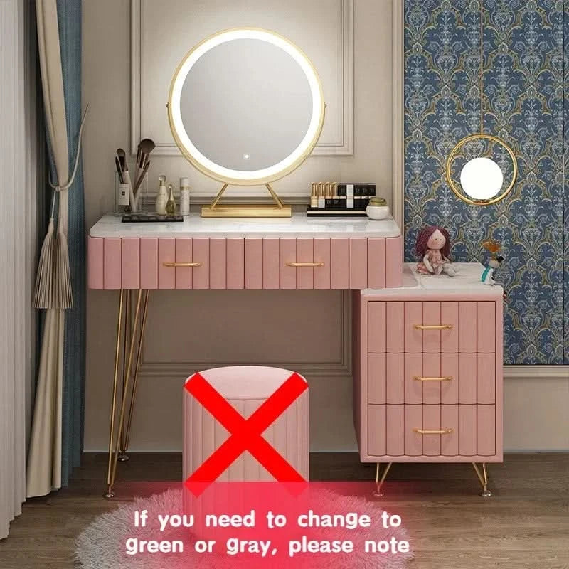Modern Drawers Dressing Table Makeup Mirror Service Girl Pink Computer Vanity Table Living Room Vestidores Postmodern Furniture