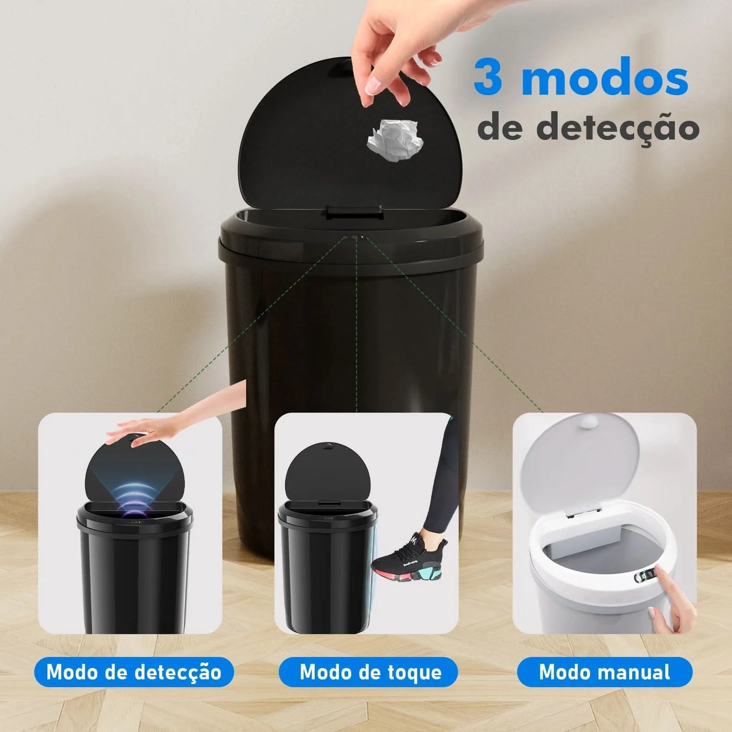 Automatischer Sensor-Mülleimer, Abfalleimer, Mülleimer, Plastik-Mülleimer, Küche, Wohnzimmer, Haushaltskapazität