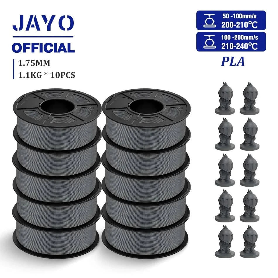 JAYO PLA Filament 1,75MM 10 Rollen/Set PLA 3D-Druckerfilament Multicolor für FDM 3D-Drucker Sauber gewickelte 3D-Druckmaterialien
