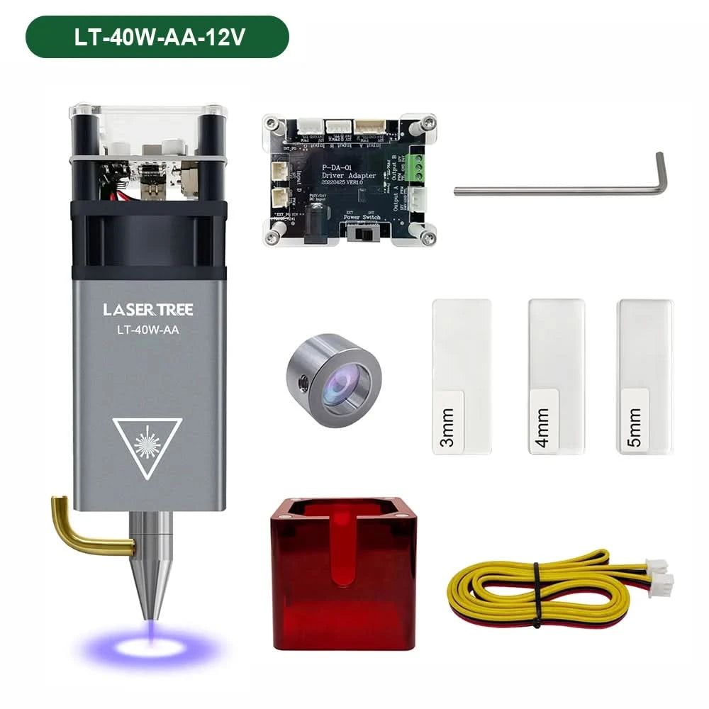 LASER TREE 5W Laser Module with Air Assist 10W High Power TTL Blue Light Laser Head for DIY CNC Laser Engraving Cutting Machine