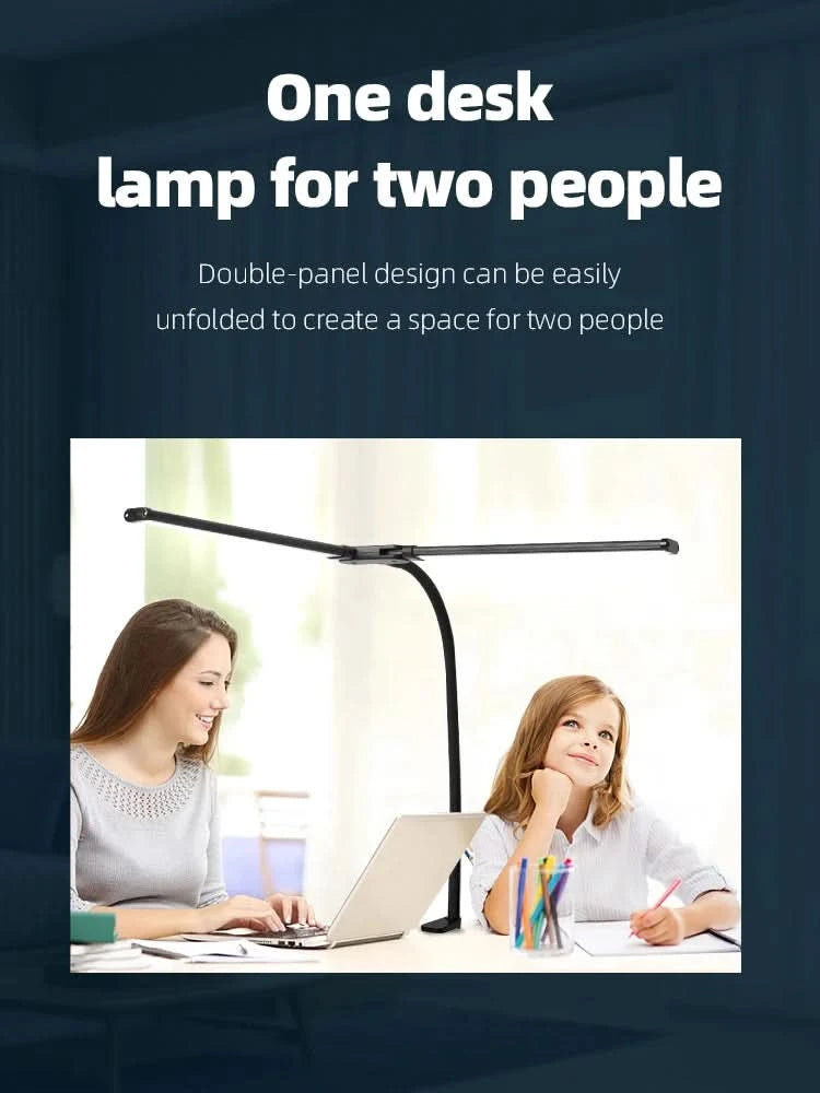 Clip Table Lamp Led Monitor Light Stand USB 3 Color Modes and 10 Dimmable Reading Lights for Study Office Double Head Desk Lamp