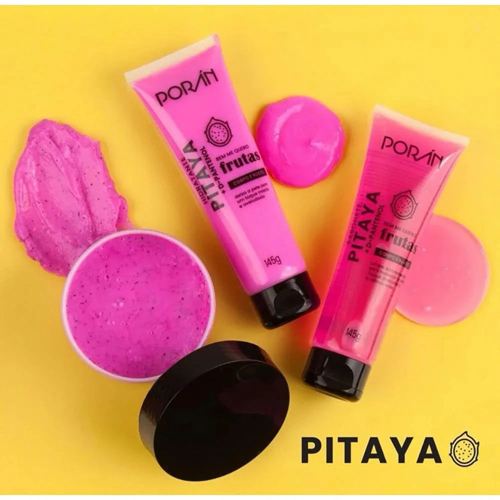 Kit mit 3 Artikeln Peeling, Feuchtigkeitscreme und Körper- und Gesichtsseife Pitaya Porán