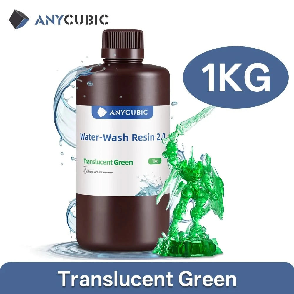 ANYCUBIC Wasserwaschbares Harz Geruchsarm Niedrige Viskosität 405nm UV-Harz für LCD-3D-Druck Hochpräzisions-3D-Druckerharz