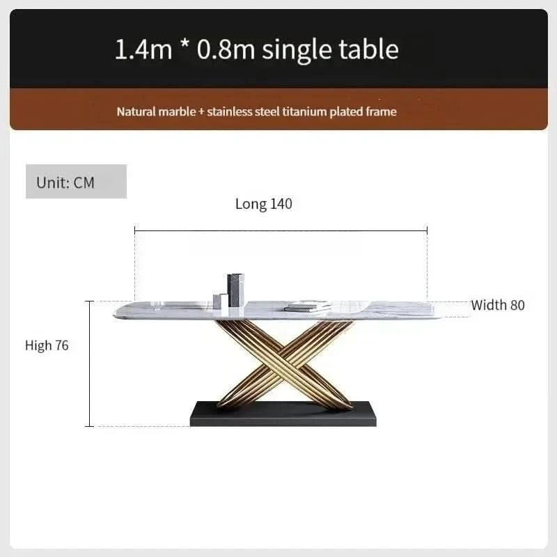 Modern Dining Table With Stainless Steel Finish Black White Desk Top For Six People Home Rectangle Luxury Marble Kitchen Table