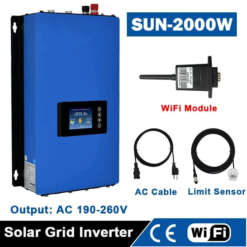 [Local delivery]Y&H 1KW 2KW MPPT Grid Tie Inverter with Limiter, Applies to Solar Panel or Battery Discharge Mode, Optional WiFi