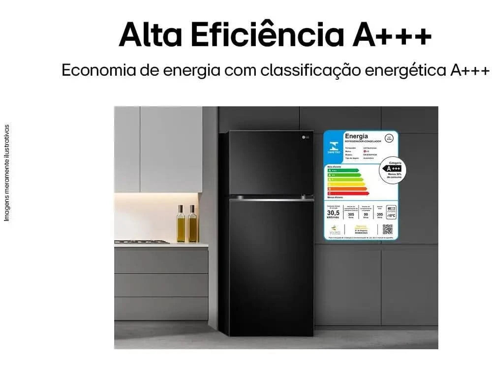 Kühlschrank/Kühlbox LG Frost Free Schwarz 395L - 220V