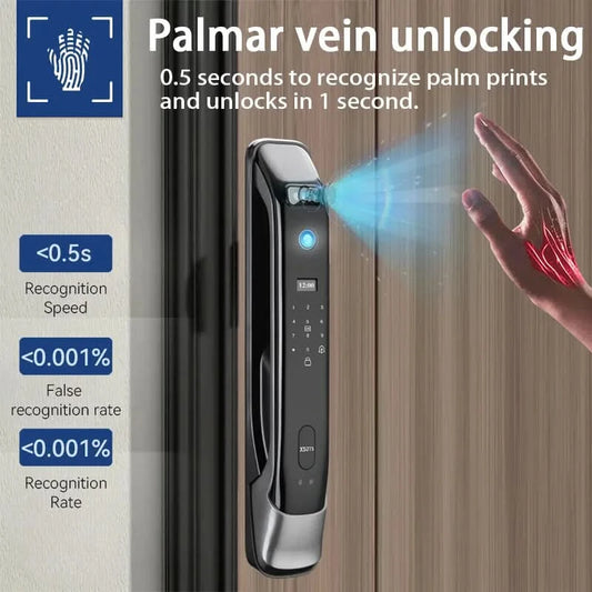 Biometric Infrared 3C Face Real-time intercom Palmar vein Smart Door Lock Fingerprint Password Electronic Key Card APP Unlock